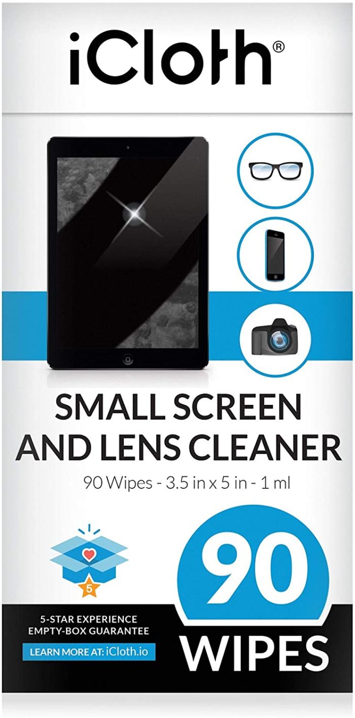 iCloth Lens and Screen Cleaner Pro-Grade Individually Wrapped Wet Wipes, Wipes for Cleaning Small Electronic Devices Like Smartphones and Tablets.